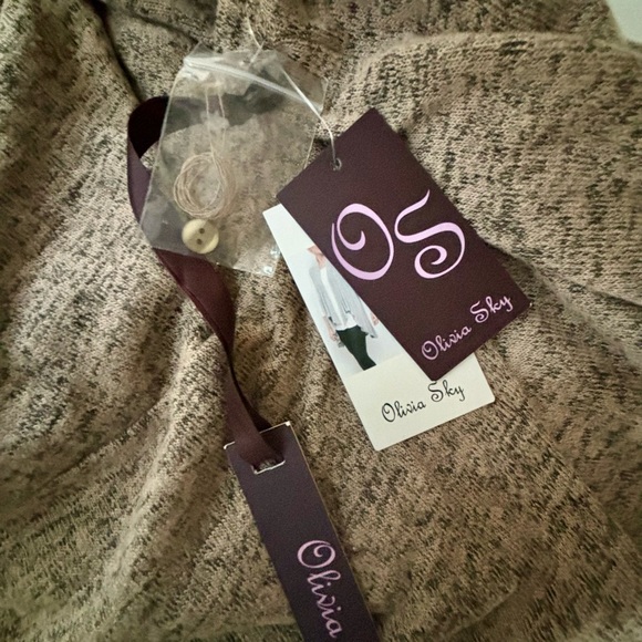 Olivia Sky Gray Drape Front Poncho - Picture 3 of 5